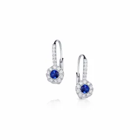 18kt White Gold Sapphire and Diamond French Wire Drop Earrings