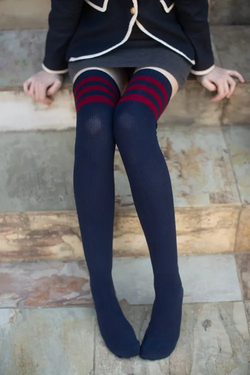 Americana Preppy Thigh High Socks