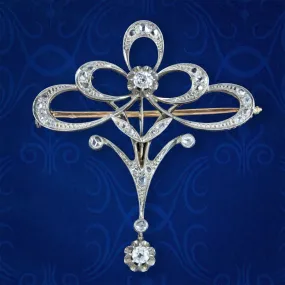 Antique Edwardian French Belle Epoque Diamond Brooch 18ct Gold