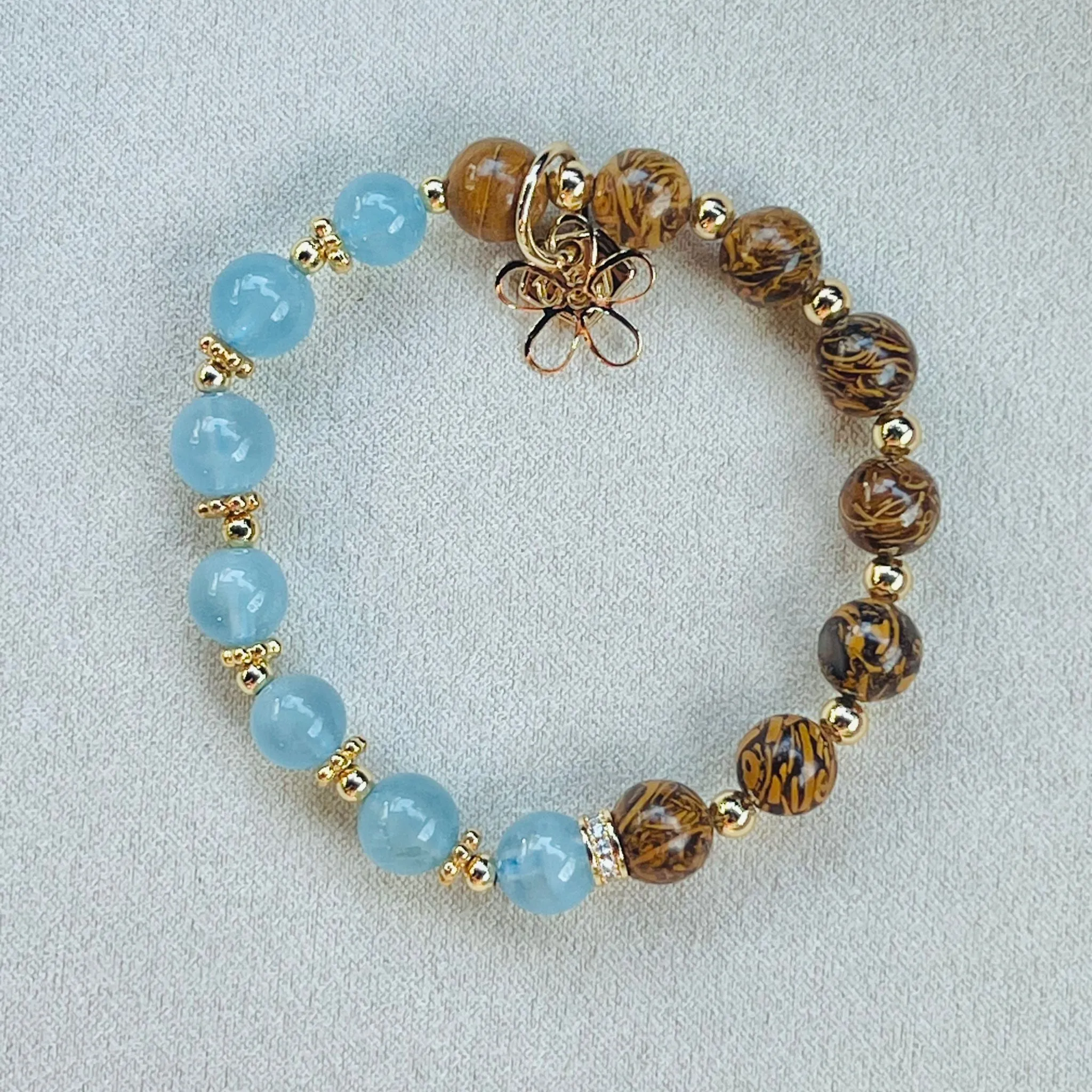 Aquamarine & Elephant Skin Jasper Baby Bracelet