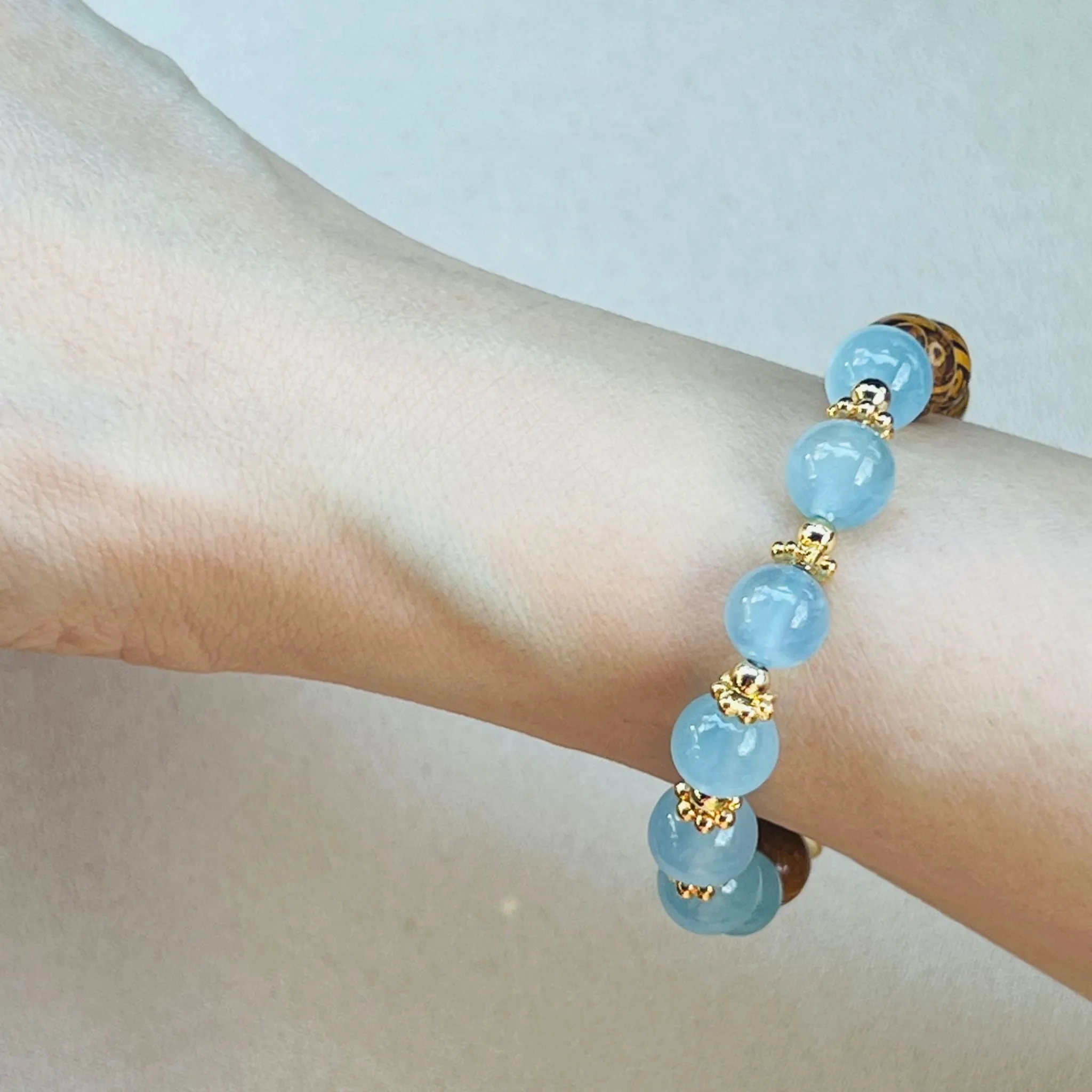 Aquamarine & Elephant Skin Jasper Baby Bracelet