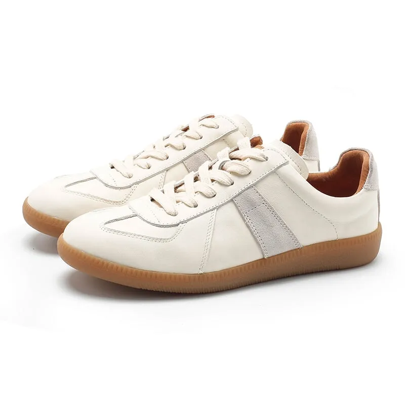 Army Trainer Leather Low-top Sneakers for Women in Khaki/Apricot/Brown/Pink/Beige