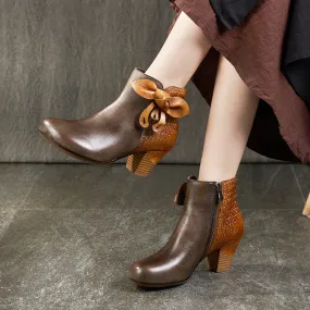 Autumn Winter Fashion Leather Handmade Short Women's Boots | Gift Shoes