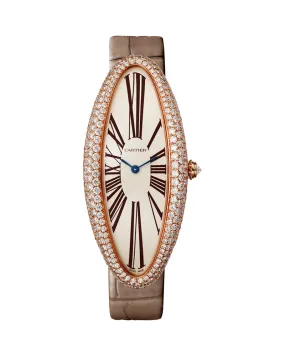 BAIGNOIRE ALLONGEE WATCH, EXTRA LARGE MODEL, ROSE GOLD, DIAMONDS