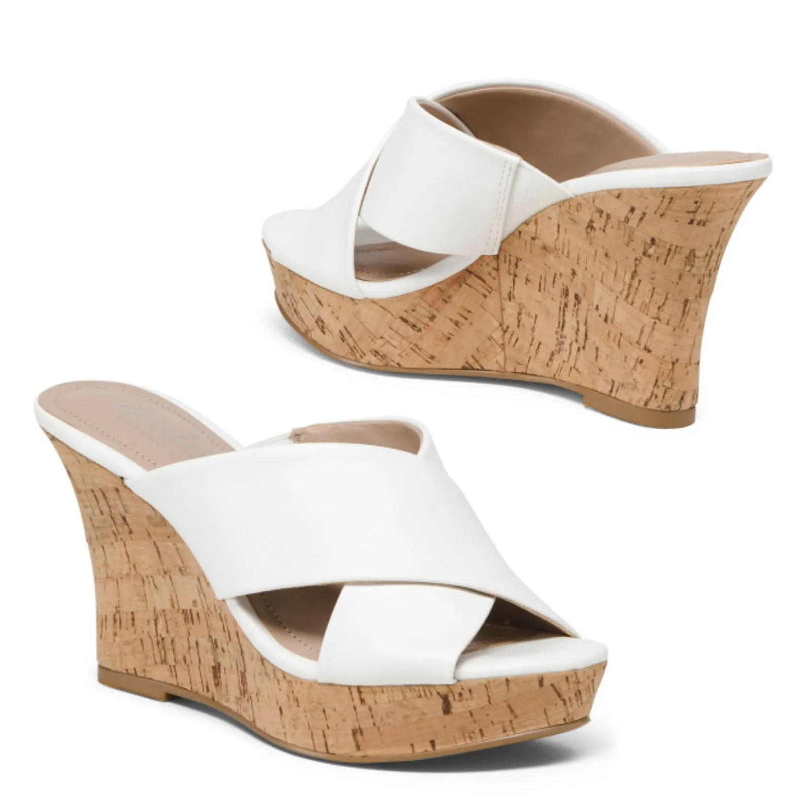 CHARLES BY CHARLES DAVID Women's Cross Band Cork Wedge Heel Sandals