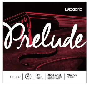 D'Addario Prelude Cello Single G String, 3/4 Scale, Medium Tension