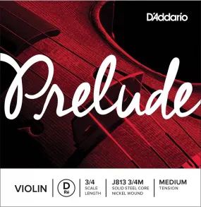 D'Addario Prelude Violin Single D String, 3/4 Scale, Medium Tension