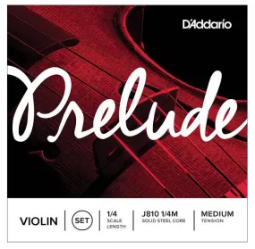 D'Addario Prelude Violin String Set, 1/4 Scale, Medium Tension