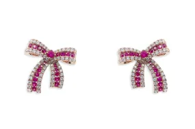 Earrings Ribbons 18kt Gold Rubies & Diamonds