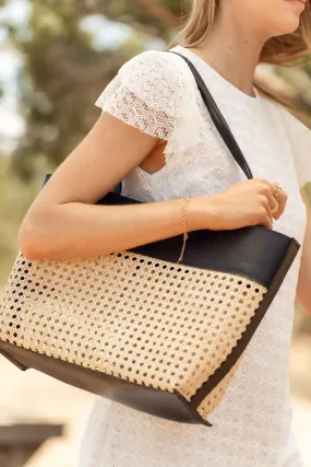 Ellie Wicker Tote in Black