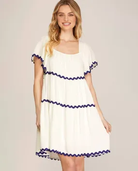 Flounce Sleeve Tiered Dress