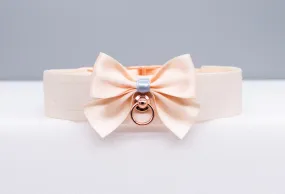 French Raw Silk Bow ~ Rose Gold Luxury Pet Play Collar