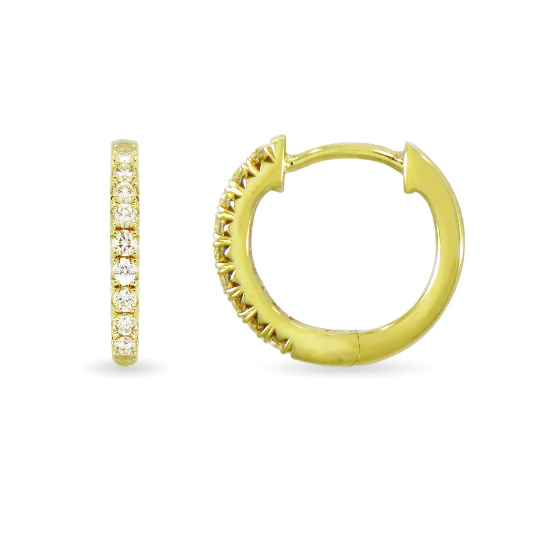 Gold and Diamond Huggie Hoop Earrings