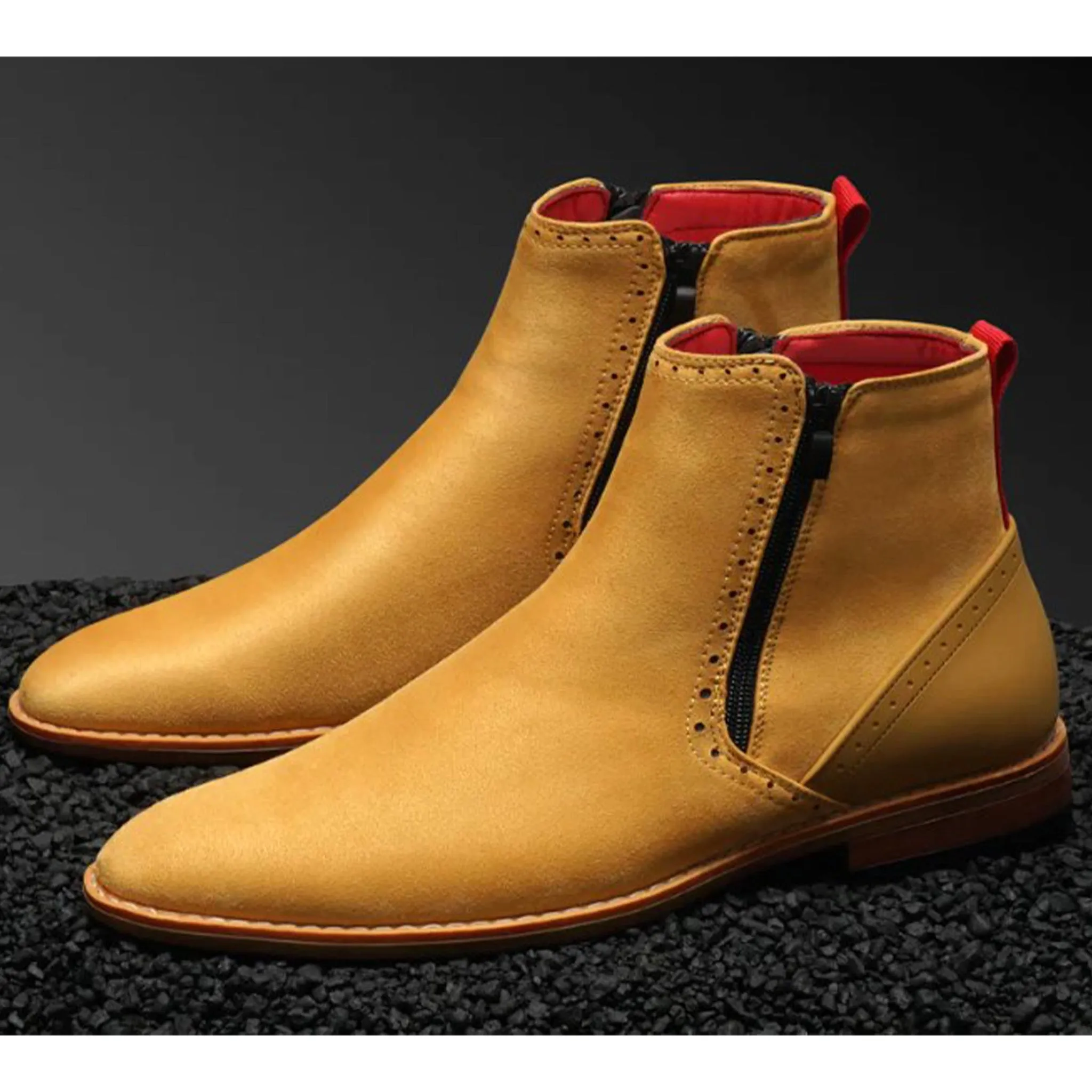 Mustard Microfiber Chelsea Boot