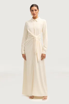 Sandra Side Tie Maxi Dress - Off White